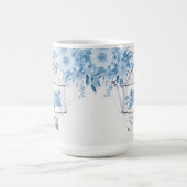 Monogram Elegant Teapot Dusty Blue in White Floral Koffiemok (Center)