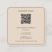 Monogram Elegant Terracotta Luxe Premium Linnen Vierkante Visitekaartje (Achterkant)