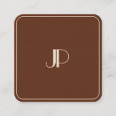 Monogram Elegant Terracotta Luxe Premium Linnen Vierkante Visitekaartje (Voorkant)