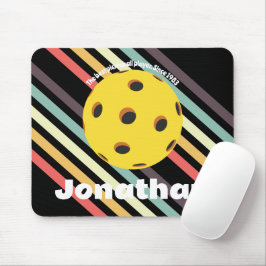 Monogram elegant trendy retro Pickleball Zwart Muismat