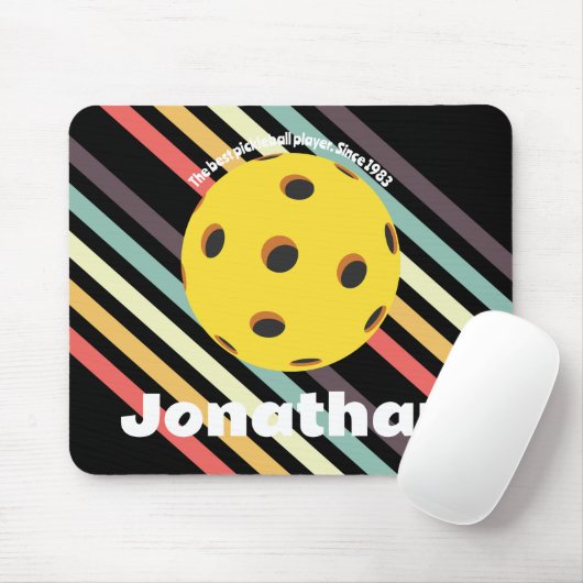Monogram elegant trendy retro Pickleball Zwart Muismat (Met muis)