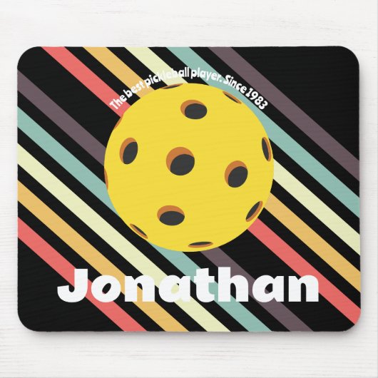 Monogram elegant trendy retro Pickleball Zwart Muismat (Voorkant)