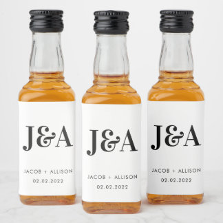 Monogram Elegant Trouwgeschenk Bruidsfeest Drank Likeurfles Etiket