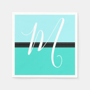 Monogram Elegant Turquoise Waterspout Solid Color Servet