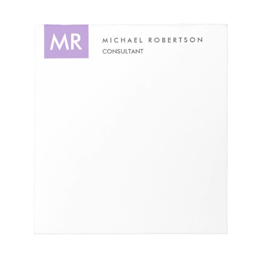 Monogram Elegant Unieke Naam Beginletters Notitieblok (Voorkant)