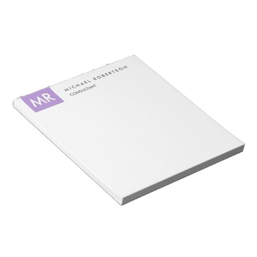 Monogram Elegant Unieke Naam Initialen Notitieblok (Schuin)