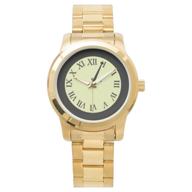 Monogram Elegant Unisex Extra Groot Goud  Horloge (Voorkant)