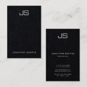 Monogram Elegant Verticale Sjabloon Luxe Black Visitekaartje (Voorkant / Achterkant)