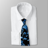 Monogram Elegant Vintage Blauwe Bloemmotief Stropdas (Gebonden)