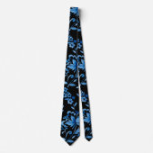 Monogram Elegant Vintage Blauwe Bloemmotief Stropdas (Voorkant)