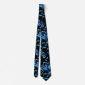 Monogram Elegant Vintage Blauwe Bloemmotief Stropdas (Achterkant)