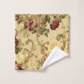 Monogram Elegant Vintage Bloem Donkerrood Rose Bad Handdoek (Wasdoekje)