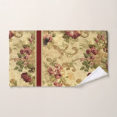 Monogram Elegant Vintage Bloem Donkerrood Rose Bad Handdoek (Handdoek)