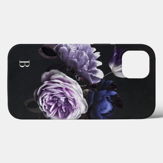 Monogram Elegant Violet Floral Roos Case-Mate iPhone Case (Achterkant (horizontaal))