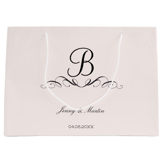 Monogram elegant voor de bruiloft groot cadeauzakje (Voorkant)