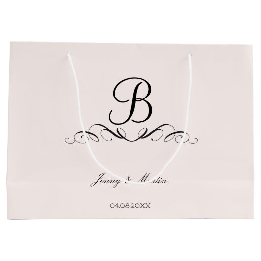 Monogram elegant voor de bruiloft groot cadeauzakje (Achterkant)