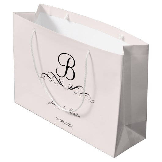 Monogram elegant voor de bruiloft groot cadeauzakje (Achterkant Gekanteld)