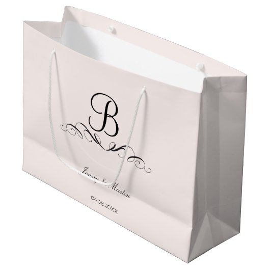 Monogram elegant voor de bruiloft groot cadeauzakje (Voorkant Gekanteld)