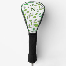 Monogram Elegant Waterverf Green Leaves Pattern