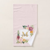 Monogram Elegant Waterverf Roos Floral Botanical Bad Handdoek (Handdoek)
