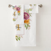 Monogram Elegant Waterverf Roos Floral Botanical Bad Handdoek (Insitu)