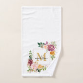 Monogram Elegant Waterverf Roos Floral Botanical Bad Handdoek (Handdoek)