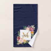 Monogram Elegant Waterverf Roos Floral Botanical Bad Handdoek (Handdoek)