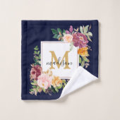 Monogram Elegant Waterverf Roos Floral Botanical Bad Handdoek (Wasdoekje)