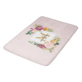 Monogram Elegant Waterverf Roos Floral Botanical Badmat (Gekanteld)