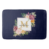 Monogram Elegant Waterverf Roos Floral Botanical Badmat (Voorkant)