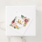 Monogram Elegant Waterverf Roos Floral Botanical Bedankjes Labels (In situ)