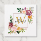 Monogram Elegant Waterverf Roos Floral Botanical Bedankjes Labels (Achterkant)