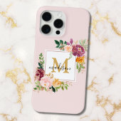 Monogram Elegant Waterverf Roos Floral Botanical Case-Mate iPhone Case