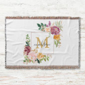 Monogram Elegant Waterverf Roos Floral Botanical Deken