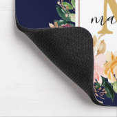 Monogram Elegant Waterverf Roos Floral Botanical Muismat (Hoek)