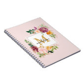Monogram Elegant Waterverf Roos Floral Botanical Notitieboek (Rechterzijde)