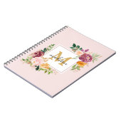Monogram Elegant Waterverf Roos Floral Botanical Notitieboek (Linkerzijde)