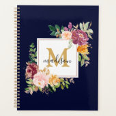 Monogram Elegant Waterverf Roos Floral Botanical Planner (Voorkant)