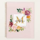 Monogram Elegant Waterverf Roos Floral Botanical Planner (Voorkant)