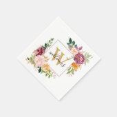 Monogram Elegant Waterverf Roos Floral Botanical Servet (Hoek)