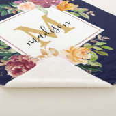 Monogram Elegant Waterverf Roos Floral Botanical Sherpa Deken (3/4)