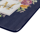 Monogram Elegant Waterverf Roos Floral Botanical Snijplank (Hoek)