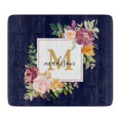 Monogram Elegant Waterverf Roos Floral Botanical Snijplank (Voorkant)