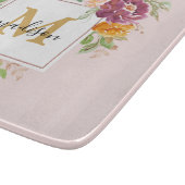 Monogram Elegant Waterverf Roos Floral Botanical Snijplank (Hoek)