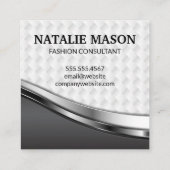 Monogram Elegant Weave Patroon | Metaal Vierkante Visitekaartje