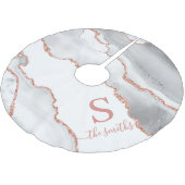 Monogram Elegant White Agate & Roos Gold Kerstmis Kerstboom Rok (Gekanteld)