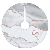Monogram Elegant White Agate & Roos Gold Kerstmis Kerstboom Rok (Voorkant)
