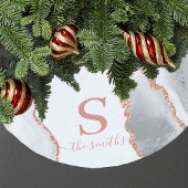 Monogram Elegant White Agate & Roos Gold Kerstmis Kerstboom Rok