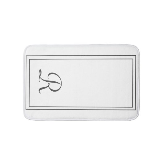 Monogram Elegant White en Black Stripes Badmat (Voorkant)