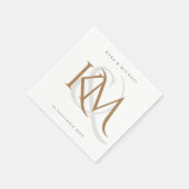Monogram Elegant White Gold Script Moderne Aangepa Servet (Hoek)